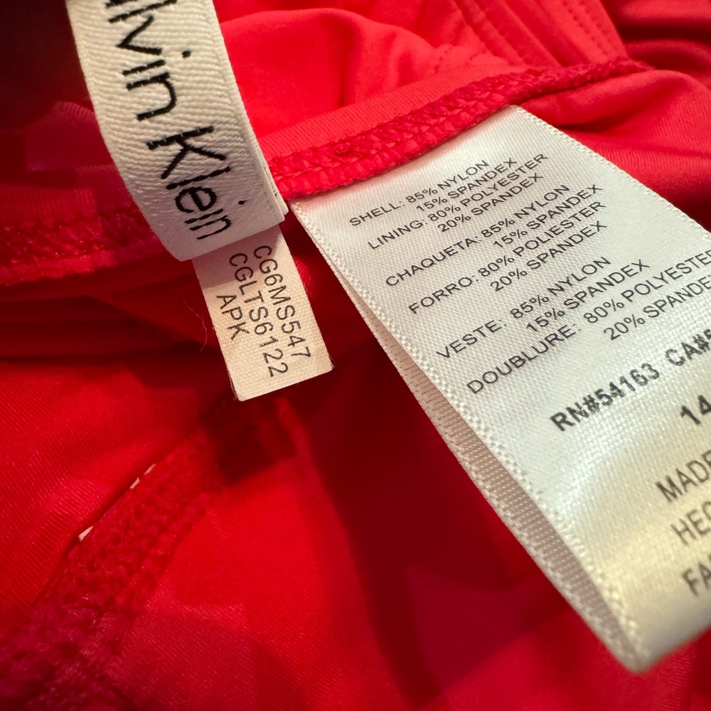Calvin Klein Atomic PINK halter shirred slimming swimsuit size 14 NWT! MSRP $118 - Picture 11 of 11